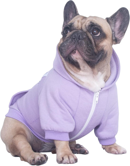 Light Purple Small Dog Hoodie for Pugs, French Bulldogs, Boston Terriers, and Pitbulls - Winter Sweatshirt and Coat for Cold Weather
