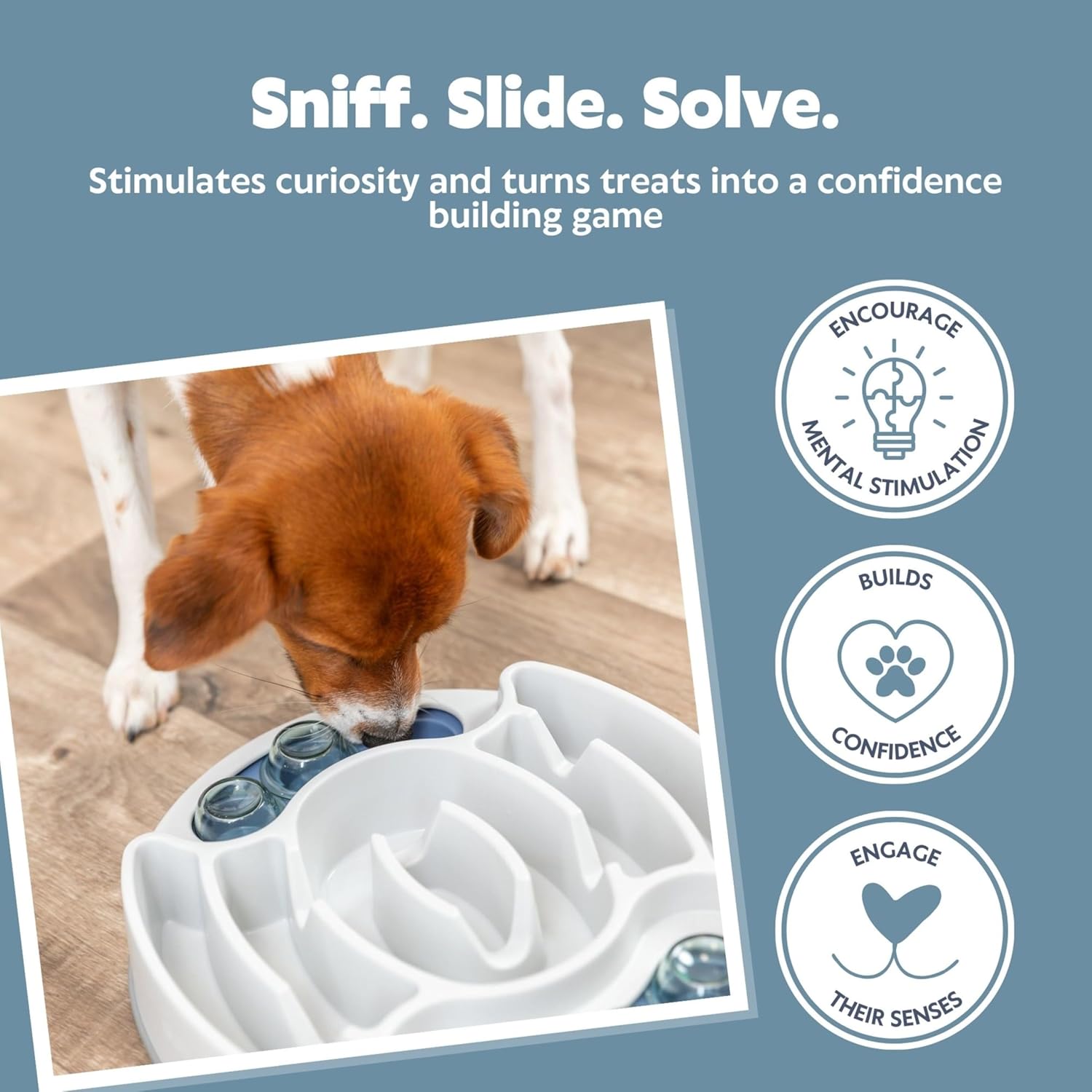 Engage Your Dog's Mind with the Slide & Feed Interactive Treat Dispenser Toy - Level 1 Puzzle Game for All Breeds