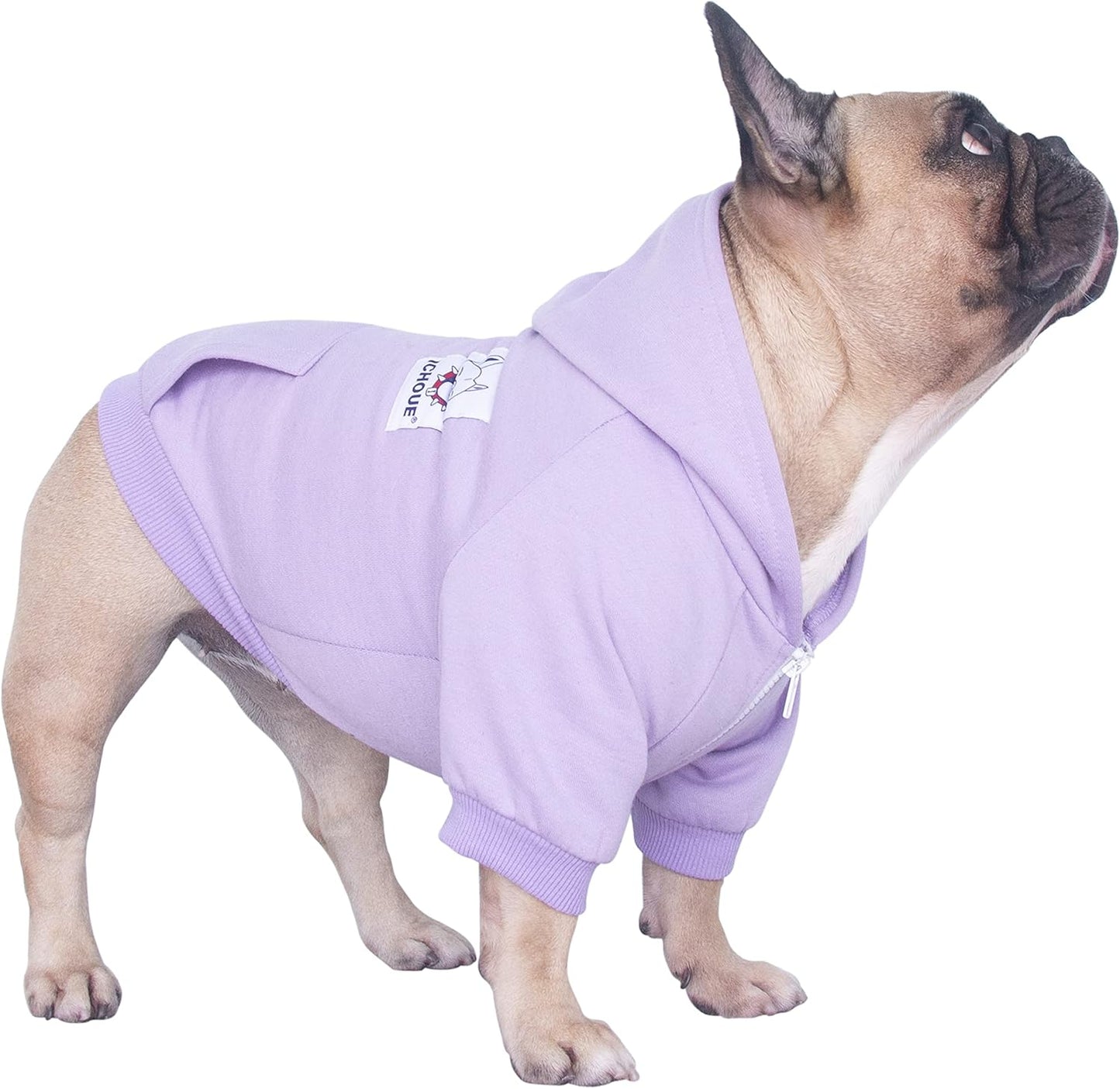 Light Purple Small Dog Hoodie for Pugs, French Bulldogs, Boston Terriers, and Pitbulls - Winter Sweatshirt and Coat for Cold Weather