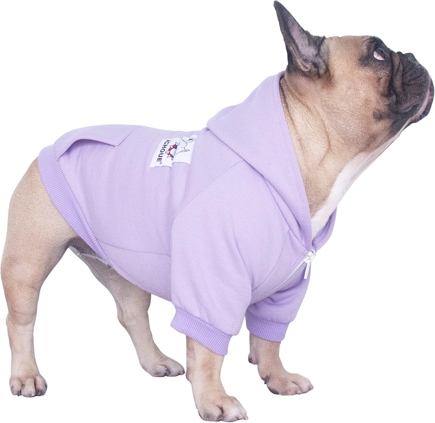 Light Purple Small Dog Hoodie for Pugs, French Bulldogs, Boston Terriers, and Pitbulls - Winter Sweatshirt and Coat for Cold Weather