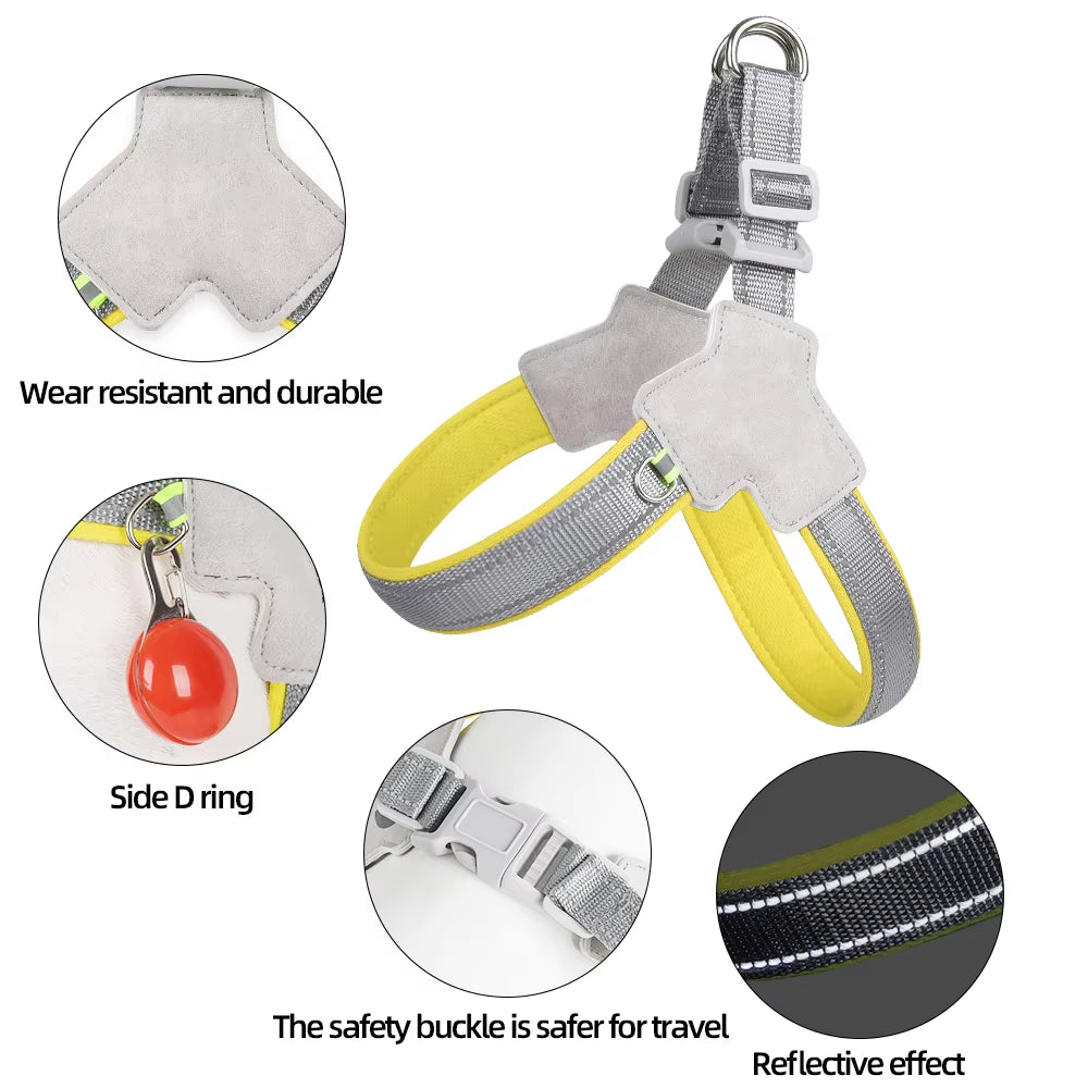 Reflective No-Pull Pet Harness for Small to Medium Dogs and Cats - Adjustable Vest for Pugs, Chihuahuas, and Bulldogs